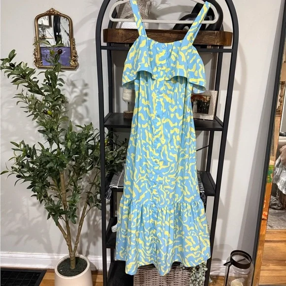 Derek Lam Blue and Yellow Maxi Dress - Picture 2 of 10